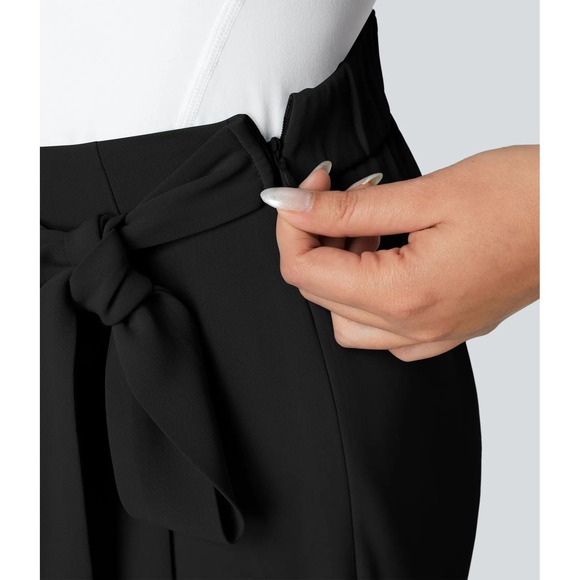 Halara High Waisted Tie Side Wide Leg Work Pants in Black XL NWT - Picture 5 of 13